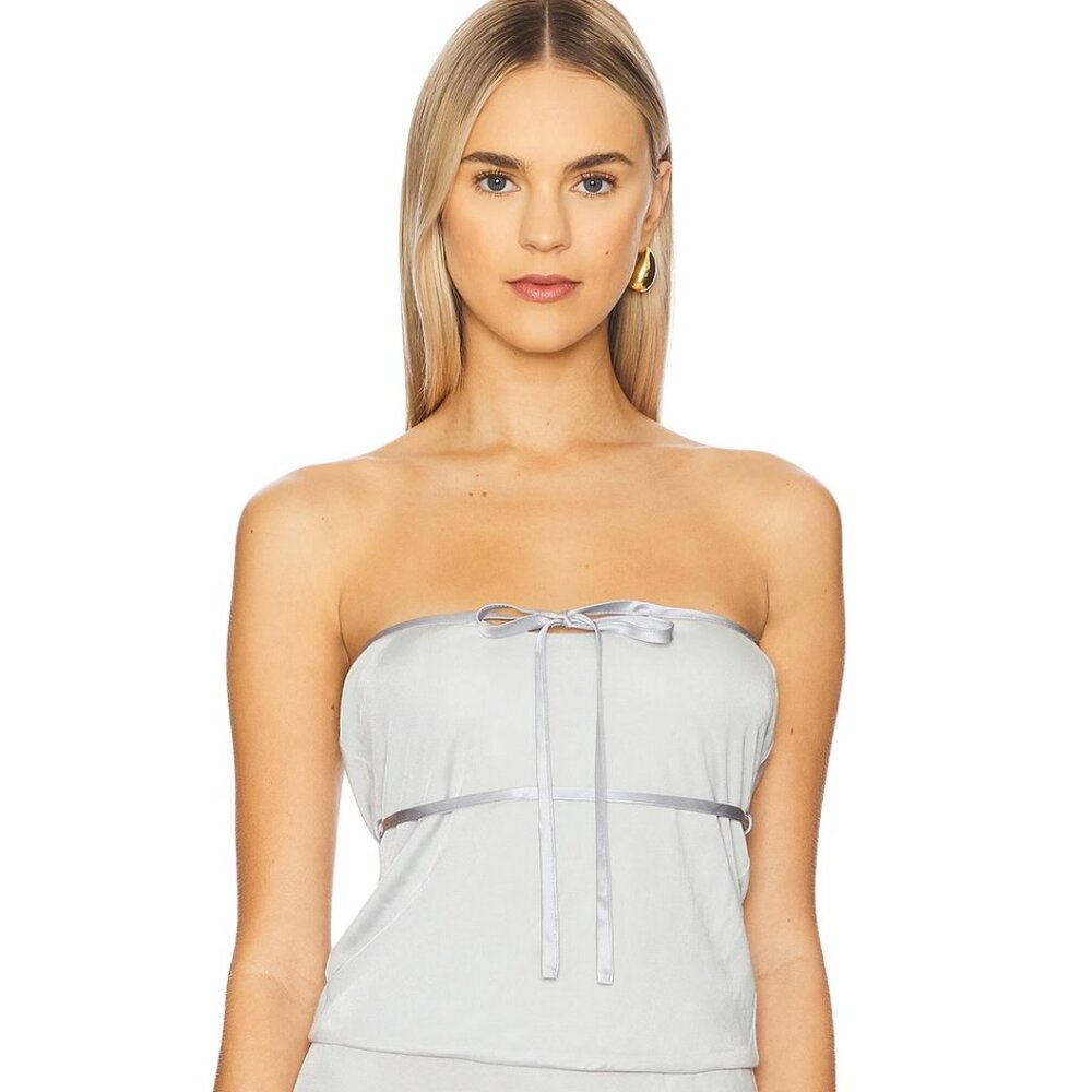 NWT BUCI May Bow Strapless Light Blue Top
